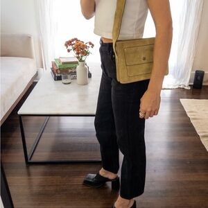 Stylish Tan Suede Shoulder Bag